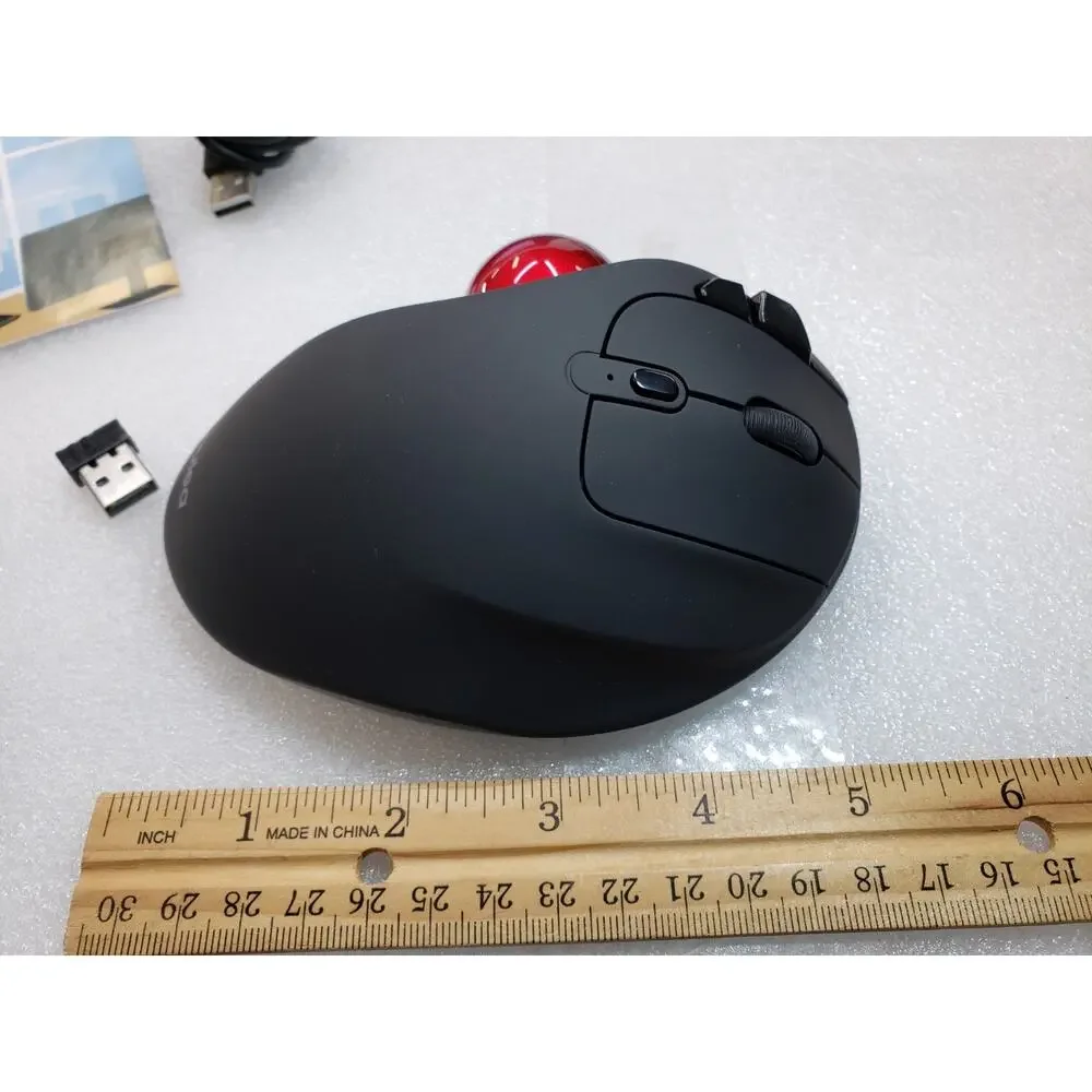 Nulea M501 Wireless Trackball Mouse Easy Thumb Control RED BALL Black Body